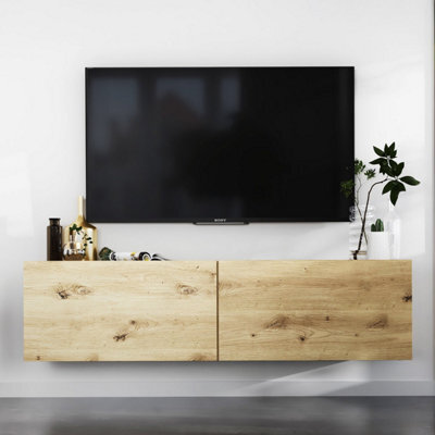 Heze Furniture Enjoy Minimalist Wall-Mounted Tv Unit 120Cm - Oak Artisan - image 1