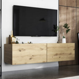 Heze Furniture Enjoy Minimalist Wall-Mounted Tv Unit 120Cm - Oak Artisan - thumbnail 2