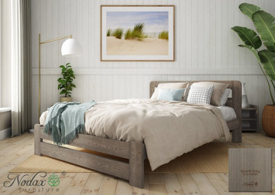 Nodax Durable & Eco-Finish Colour Wooden Bed Frame With Woodstain Finish - F1 Aurora Bed Frame 5Ft (Space Grey) - image 1