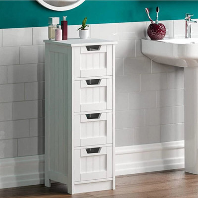 4 Drawer Cabinet White Bathroom Cabinet Shelf Cupboard Storage - image 1