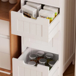 4 Drawer Cabinet White Bathroom Cabinet Shelf Cupboard Storage - thumbnail 3