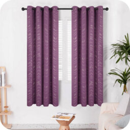 Deconovo Foil Printed Thermal Curtains Super Soft Ring Top Blackout Curtains For Bedroom 55 X 90 Inch Purple 2 Panels - thumbnail 2