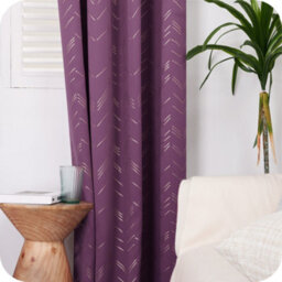 Deconovo Foil Printed Thermal Curtains Super Soft Ring Top Blackout Curtains For Bedroom 55 X 90 Inch Purple 2 Panels - thumbnail 6