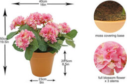 Greenbrokers Premium Quality Artificial Pink Hydrangea Flower Bush In Terracotta Coloured Pot (50Cm) With Nine Flower Clusters For - thumbnail 2