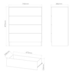 Trent 4 Drawer Chest Of Drawers In Mushroom & Mushroom Matt (Ready Assembled) - thumbnail 2
