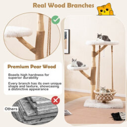 Costway Modern Cat Tree For Indoor Adult Cats Large Kitten Tower W/ Hammock Swing - thumbnail 6