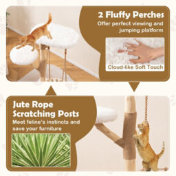 Costway Modern Cat Tree For Indoor Adult Cats Large Kitten Tower W/ Hammock Swing - thumbnail 8