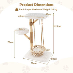 Costway Modern Cat Tree For Indoor Adult Cats Large Kitten Tower W/ Hammock Swing - thumbnail 2