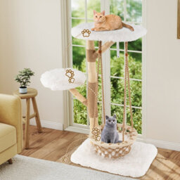 Costway Modern Cat Tree For Indoor Adult Cats Large Kitten Tower W/ Hammock Swing - thumbnail 4