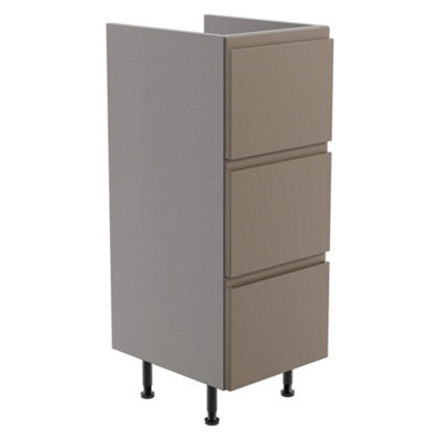 Westport Matt Stone Grey Modern Freestanding Bathroom & Wet Room 3 Drawer Base Unit (W)295mm (H)820mm - image 1