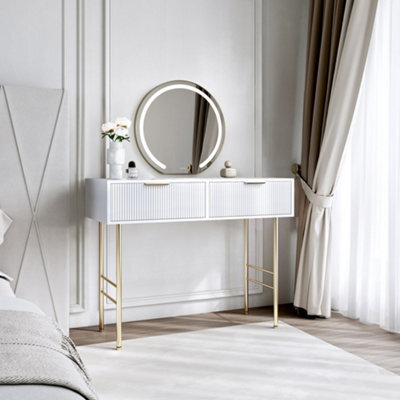CARME Home Esme White Dressing Table With Maisie Led Mirror Wall Mounting - image 1