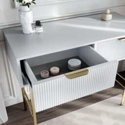 CARME Home Esme White Dressing Table With Maisie Led Mirror Wall Mounting - thumbnail 4