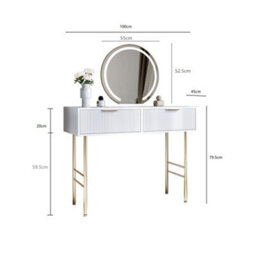 CARME Home Esme White Dressing Table With Maisie Led Mirror Wall Mounting - thumbnail 5