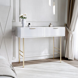 CARME Home Esme White Dressing Table With Maisie Led Mirror Wall Mounting - thumbnail 2