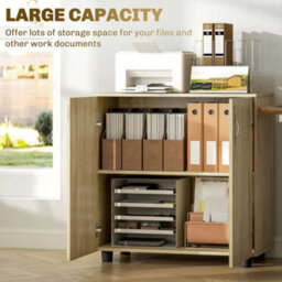 Vinsetto 2-Tier Locking Filing Cabinet Office Storage Cabinet, Oak - thumbnail 4