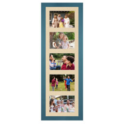 AK Frames 26X8 Navy Blue Modern Multi Photo Frame With Ivory Mount - Holds 5 Apertures (5X) 6X4 Photos - thumbnail 1