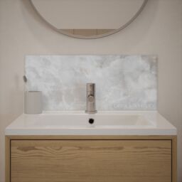 Laura Ashley Gloss Dove Grey Onyx Marble Effect Glass Self-Adhesive Bathroom Splashback (H)25Cm (W)60Cm - thumbnail 5