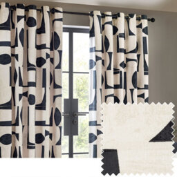 HÖEM Hoem Carro Abstract Room Darkening Eyelet Curtain Pair Dusk (W)117Cm X (D)183Cm