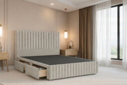 "Nexus Verona Plush Divan, Cream, 54"" Hb + 12"" Fb, 4 Drawers, Open Coil Mattress, Double" - thumbnail 4