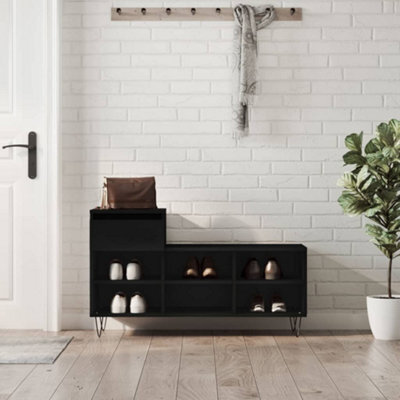 Berkfield Shoe Cabinet Black 102X36X60 Cm Engineered Wood - image 1