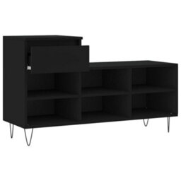 Berkfield Shoe Cabinet Black 102X36X60 Cm Engineered Wood - thumbnail 6