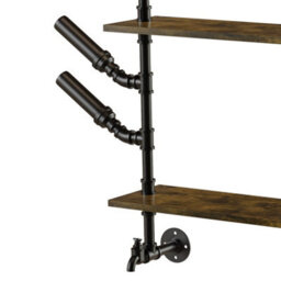 Fativo  Wall Mounted Wine Rack Bar Drink Bottle Storage Shelf Glass Holder Display Black L108Xw60Cm - thumbnail 5
