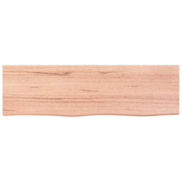 Berkfield Wall Shelf Light Brown 100X30X4 Cm Treated Solid Wood Oak - thumbnail 2