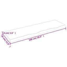 Berkfield Wall Shelf Light Brown 100X30X4 Cm Treated Solid Wood Oak - thumbnail 4
