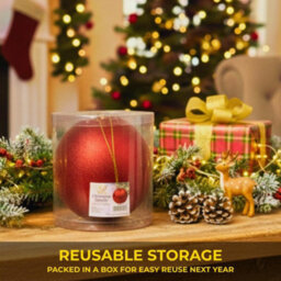 Shatchi 25Cm Red Glitter Christmas Bauble - Christmas Tree & Home Décor Ornament - thumbnail 3
