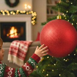 Shatchi 25Cm Red Glitter Christmas Bauble - Christmas Tree & Home Décor Ornament - thumbnail 7