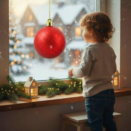 Shatchi 25Cm Red Glitter Christmas Bauble - Christmas Tree & Home Décor Ornament - thumbnail 9