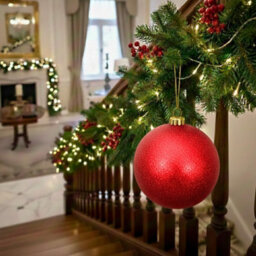 Shatchi 25Cm Red Glitter Christmas Bauble - Christmas Tree & Home Décor Ornament - thumbnail 8