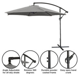 Jack Stonehouse Cyrus Banana Cantilever Parasol Grey Outdoor Garden Covering Party Sunshade - thumbnail 3