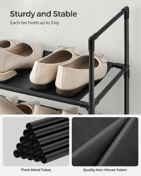 LEDREM 10-Tier Shoe Rack, Shoe Stand, Space-Saving Shoe Storage, 33 X 33 X 173 Cm, Metal Frame, Non-Woven Fabric Shelves, For Hallway - thumbnail 6