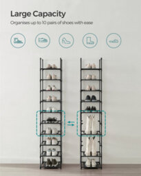 LEDREM 10-Tier Shoe Rack, Shoe Stand, Space-Saving Shoe Storage, 33 X 33 X 173 Cm, Metal Frame, Non-Woven Fabric Shelves, For Hallway - thumbnail 5