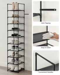 LEDREM 10-Tier Shoe Rack, Shoe Stand, Space-Saving Shoe Storage, 33 X 33 X 173 Cm, Metal Frame, Non-Woven Fabric Shelves, For Hallway - thumbnail 8