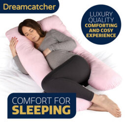 Dreamcatcher  U Shaped Pregnancy Pillow Pink, Maternity Cushion Machine Washable & Removable Velvet Cover - thumbnail 3