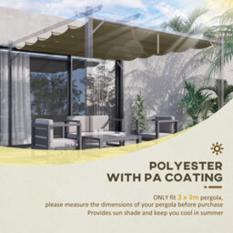 Outsunny 2.55X2.5 M Pergola Cover Replacement For 3X3 M Frame, Tan - thumbnail 4