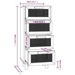 Berkfield Durable Sideboard White 40X30X90 Cm Solid Wood Pine And Natural Rattan - thumbnail 8