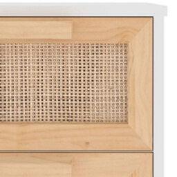 Berkfield Durable Sideboard White 40X30X90 Cm Solid Wood Pine And Natural Rattan - thumbnail 7