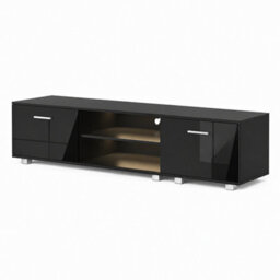 MMT Funiture Designs mmt 160Cm Black High Gloss Led Tv Stand Cabinet With 2 Cupboards For Tvs Up To 65 Inch - thumbnail 1