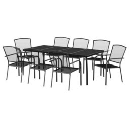 Walplus 9 Piece Garden Outdoor Dining Set Suitable For Backyard, Patio Anthracite Steel - thumbnail 3
