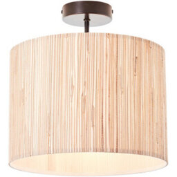 Loops Semi Flush Ceiling Light & 2X Matching Wall Lights - Dimmable Natural Seagrass Drum Shades - thumbnail 2