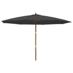 Berkfield Garden Parasol With Wooden Pole Black 400X273 Cm - thumbnail 2