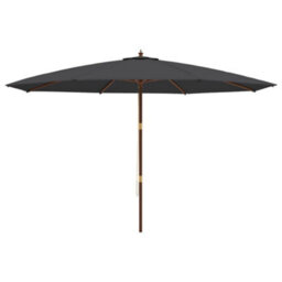 Berkfield Garden Parasol With Wooden Pole Black 400X273 Cm - thumbnail 4