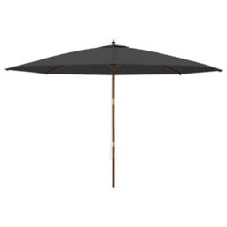 Berkfield Garden Parasol With Wooden Pole Black 400X273 Cm - thumbnail 3