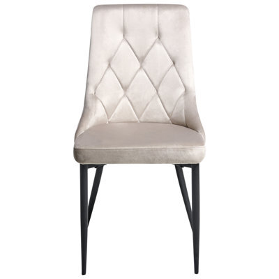 Wyld And Coco Nova Taupe Velvet Dining Chairs Set Of 2 With Black Iron Legs 49 X 61 X 96 Cm - image 1