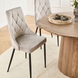 Wyld And Coco Nova Taupe Velvet Dining Chairs Set Of 2 With Black Iron Legs 49 X 61 X 96 Cm - thumbnail 2