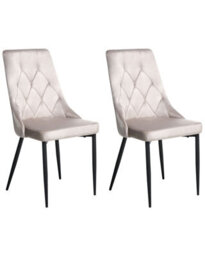 Wyld And Coco Nova Taupe Velvet Dining Chairs Set Of 2 With Black Iron Legs 49 X 61 X 96 Cm - thumbnail 3
