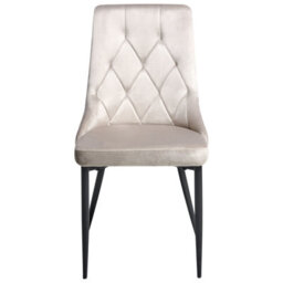 Wyld And Coco Nova Taupe Velvet Dining Chairs Set Of 2 With Black Iron Legs 49 X 61 X 96 Cm - thumbnail 1